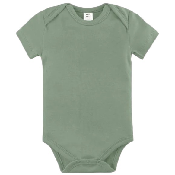 New Organic Cotton Short Sleeve Bodysuit - Sage - Picture 1 of 2